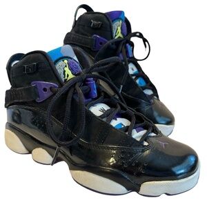 Nike Air Jordan 6 Rings GS Aqua Youth Size 5 Y 323419-001 Black Basketball Shoes